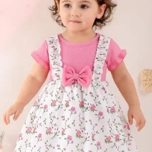 Baby Girls Below Knee Party Dress  (Multicolor, Short Sleeve)