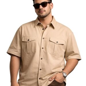 Stylish Half Sleeve Shirt for Men in Popcorn Fabric Printed and Solid Design Casual Formal Party and Office Wear